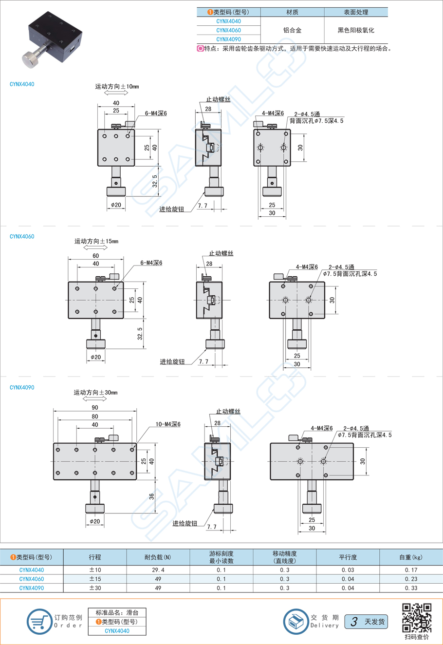 燕尾槽型X軸滑臺-無底板型材質(zhì)特點規(guī)格