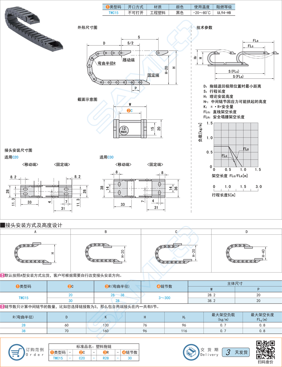 坦克鏈-拖鏈-內高15不可打開型-電纜保護鏈規(guī)格參數(shù)尺寸