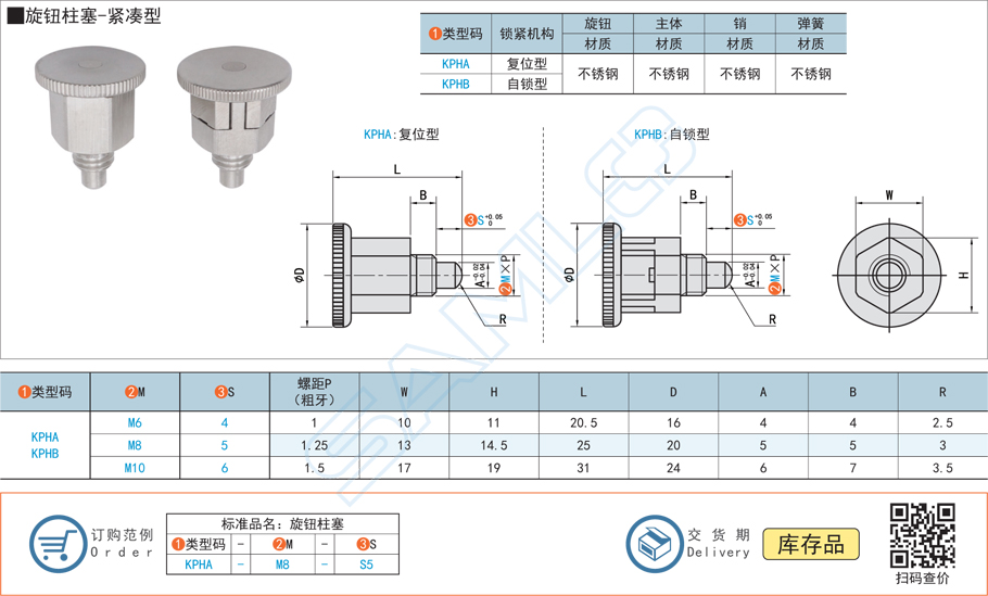 旋鈕柱塞-緊湊型規(guī)格參數(shù)尺寸材質