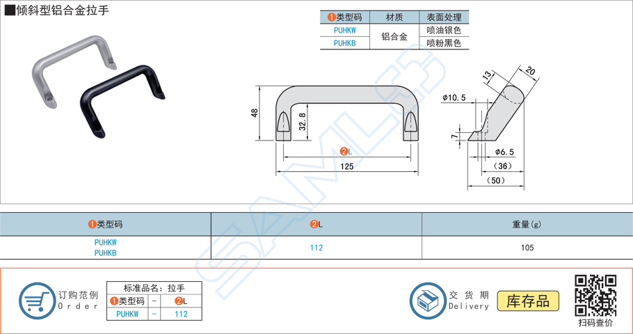 傾斜型鋁合金拉手門把手-PUHKW規(guī)格參數(shù)尺寸材質(zhì)