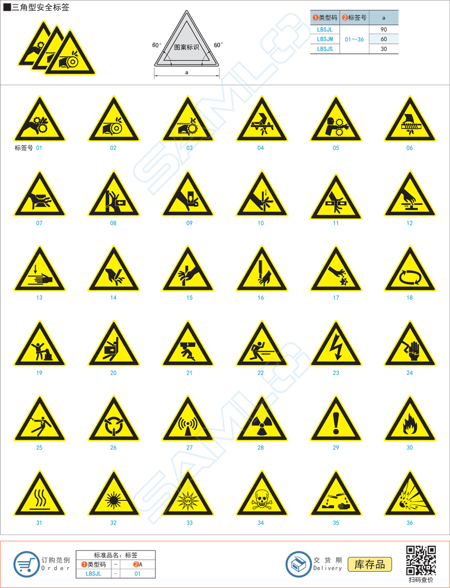 三角型安全標(biāo)簽貼紙規(guī)格參數(shù)尺寸