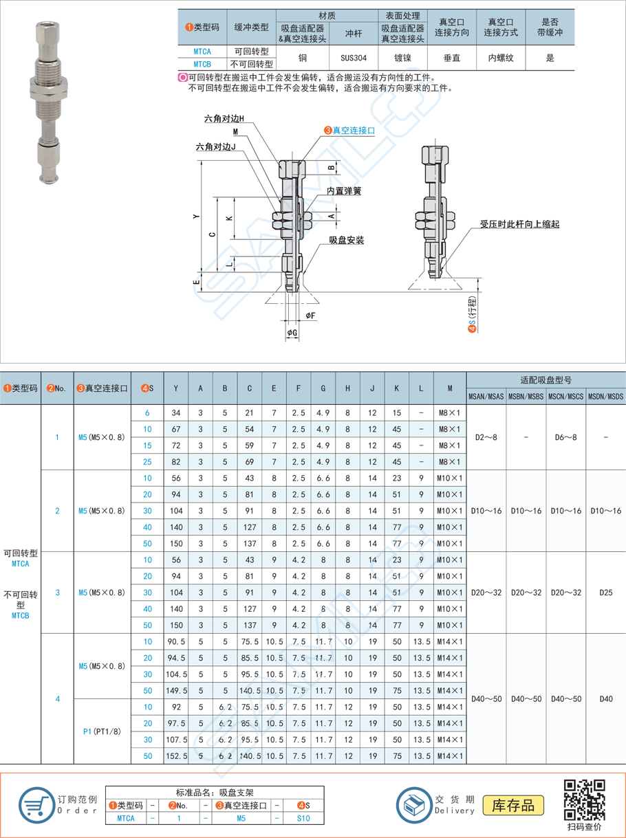 吸盤支架-垂直真空口帶緩沖型規(guī)格參數(shù)尺寸